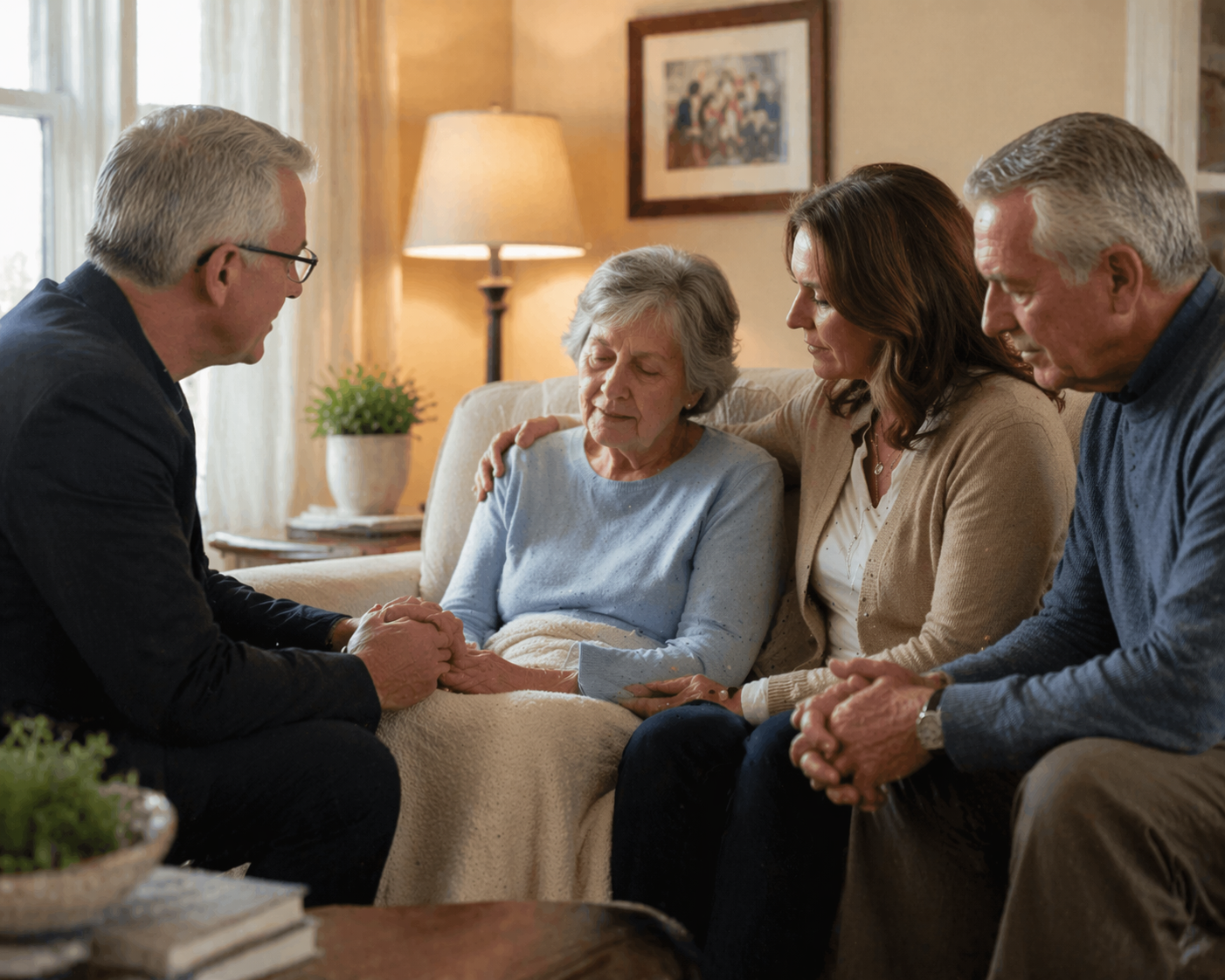 Compassionate gathering in a cozy living room